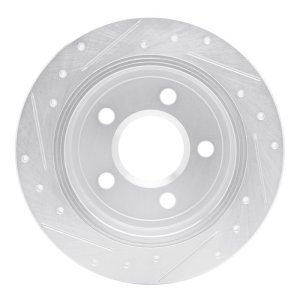 Buick Regal Brake Rotor (1) - Rear Right - R1 Concepts - Drilled & Slotted - Silver - `97-`05